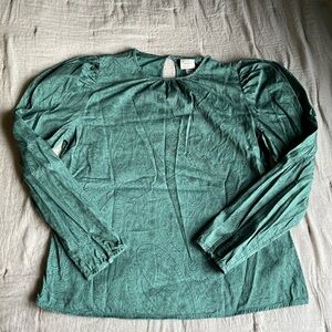 A new day green paisley blouse